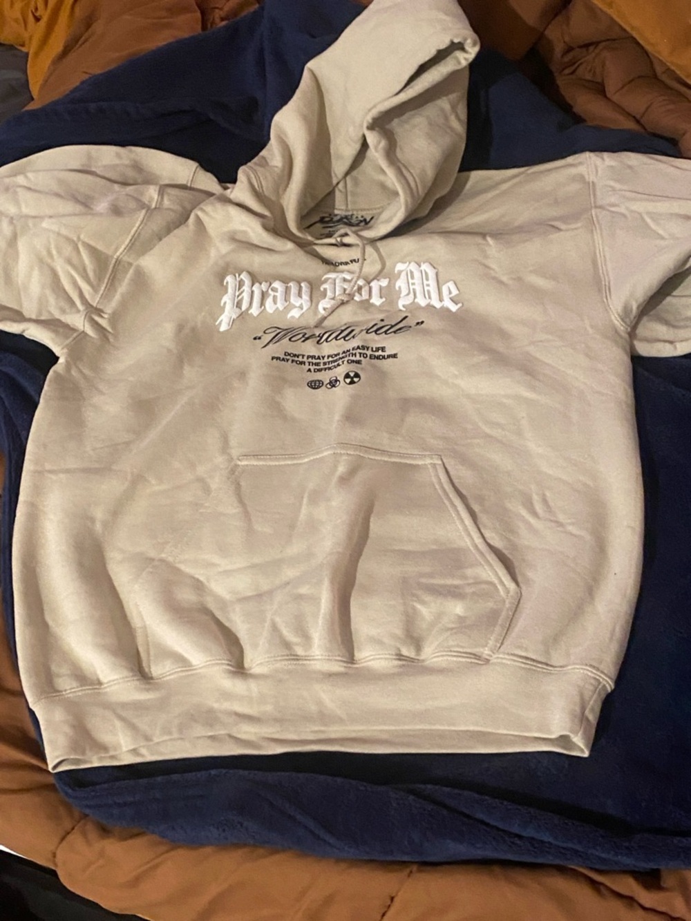 Pray For Me Kids Hoodie - Cream Graphic Pullover